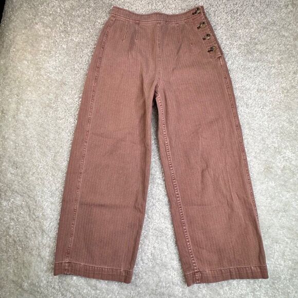 Free People Clean Mod Utility High Waist Wide Leg Crop Pant Mauve Pink - Picture 2 of 8